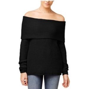 Freshman Juniors' Off-The-Shoulder Sweater Black